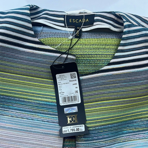 Escada Banora Metallic Stripe Jacket In Blue N170-14 - Picture 5 of 9